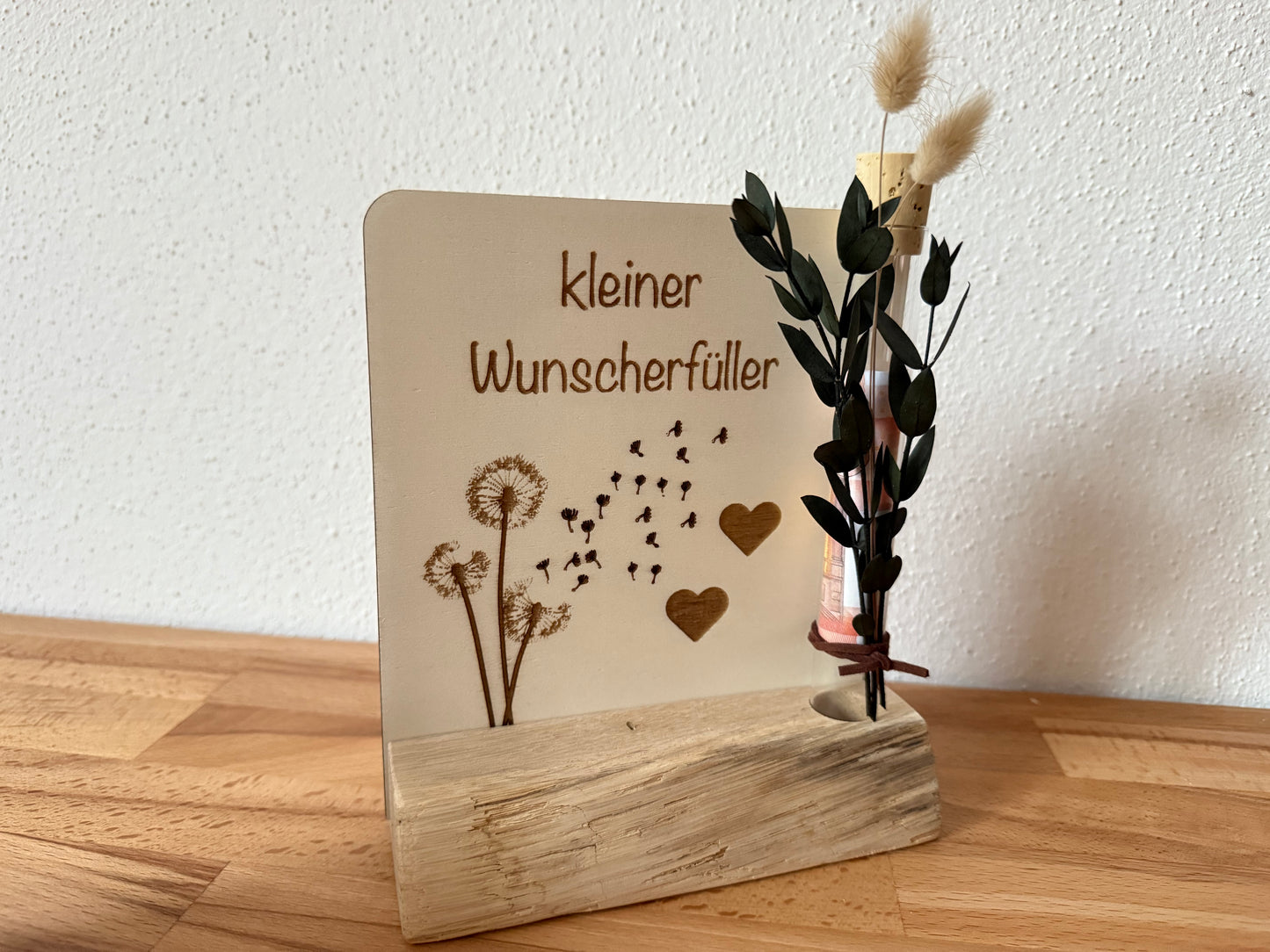 Money gift small wish fulfiller in a test tube