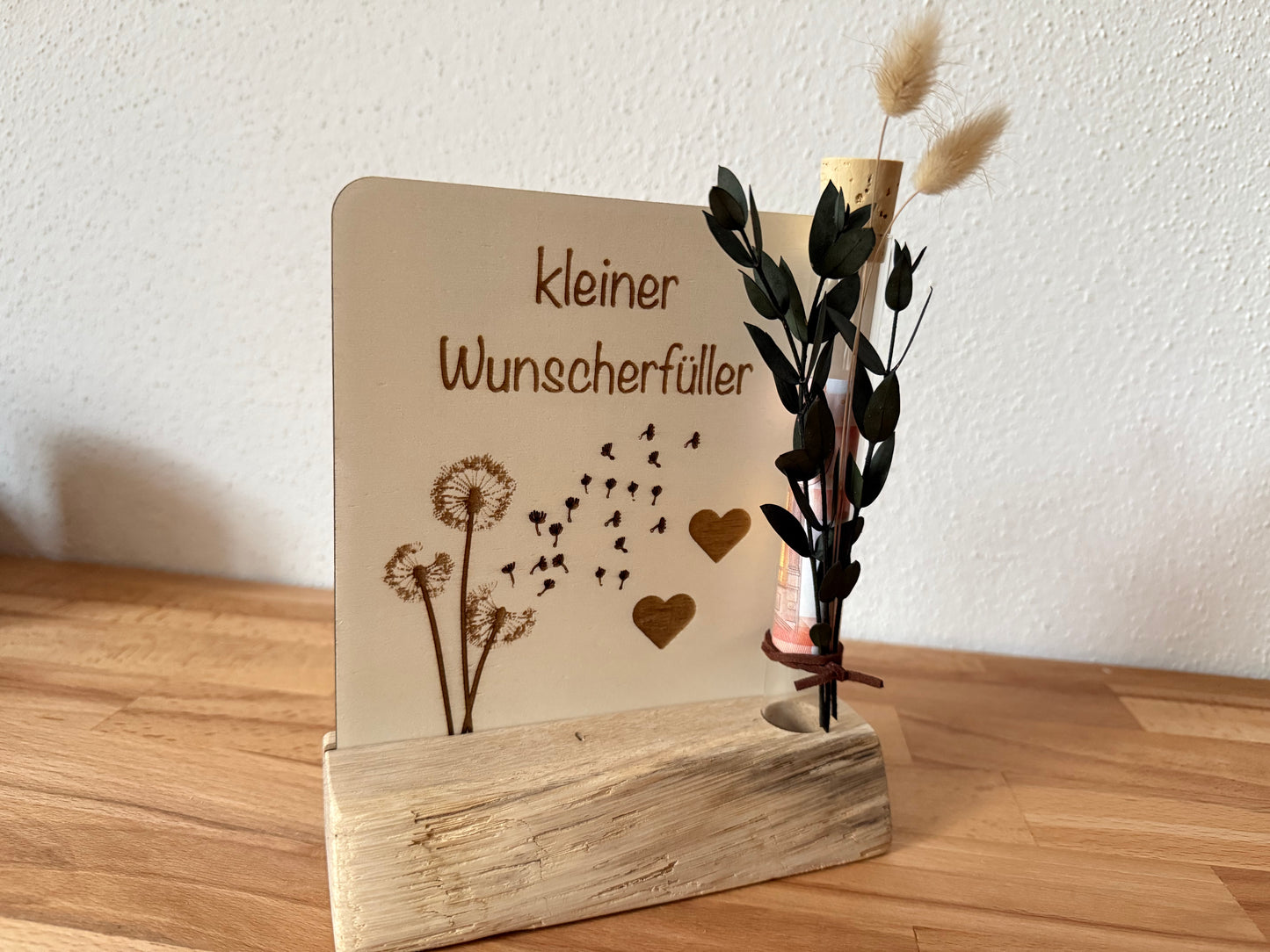 Money gift small wish fulfiller in a test tube