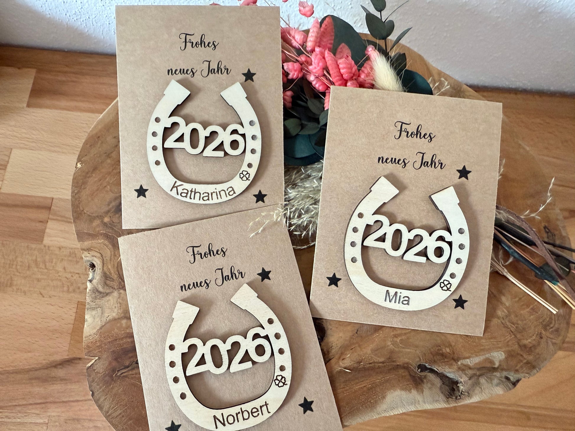 Glücksbringer Silvester: Hufeisen ca 6 cm groß personalisiert mit Wunschnamen.