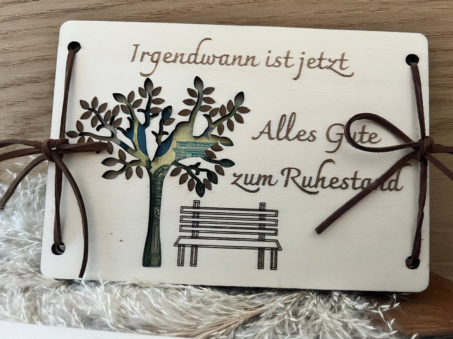 Cash Gift Retirement Wooden Card
