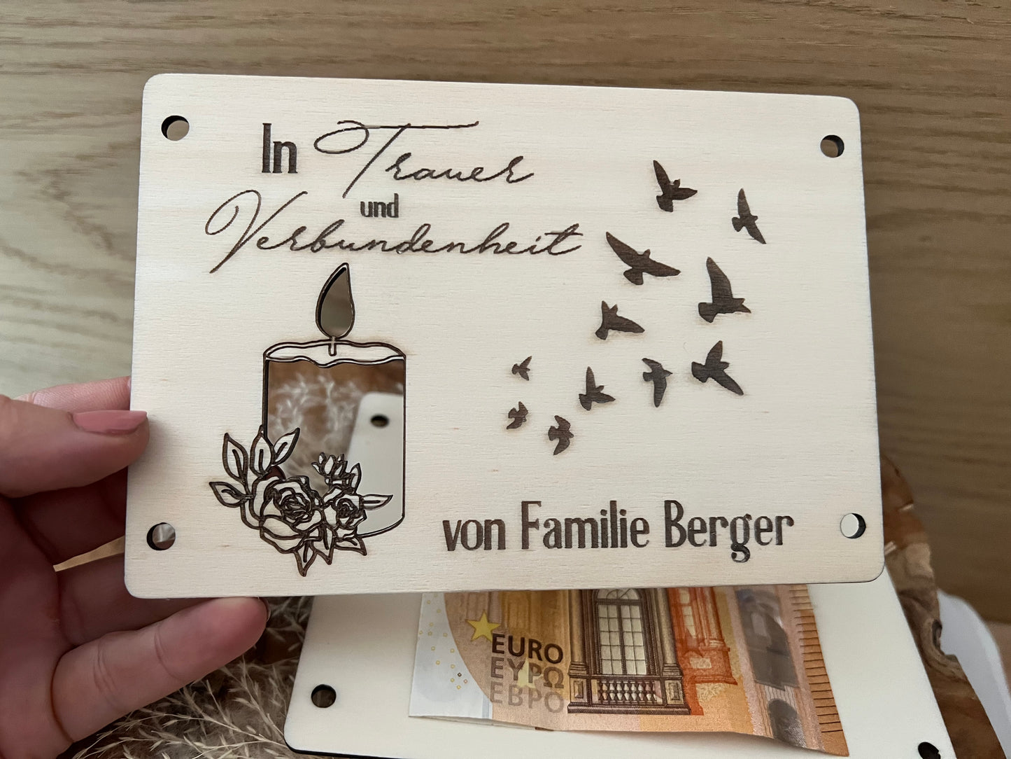 Sympathy card personalized with saying
