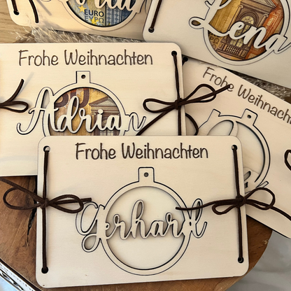 Personalisiertes Geldgeschenk Weihnachtskugel