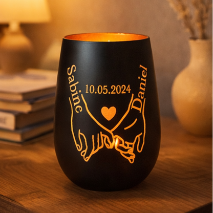 Romantisches Windlicht mit Gravur – personalisiertes Geschenk zum Valentinstag