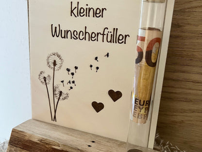 Money gift small wish fulfiller in a test tube