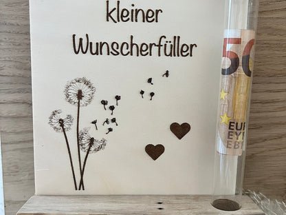 Money gift small wish fulfiller in a test tube