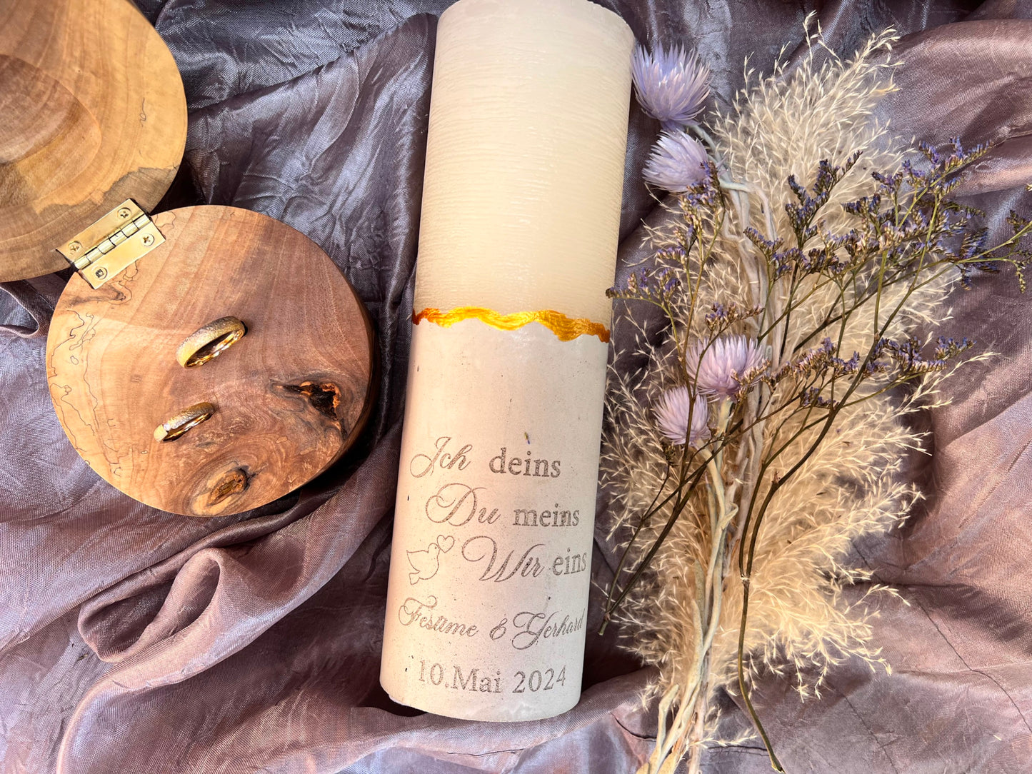 wedding candle with saying