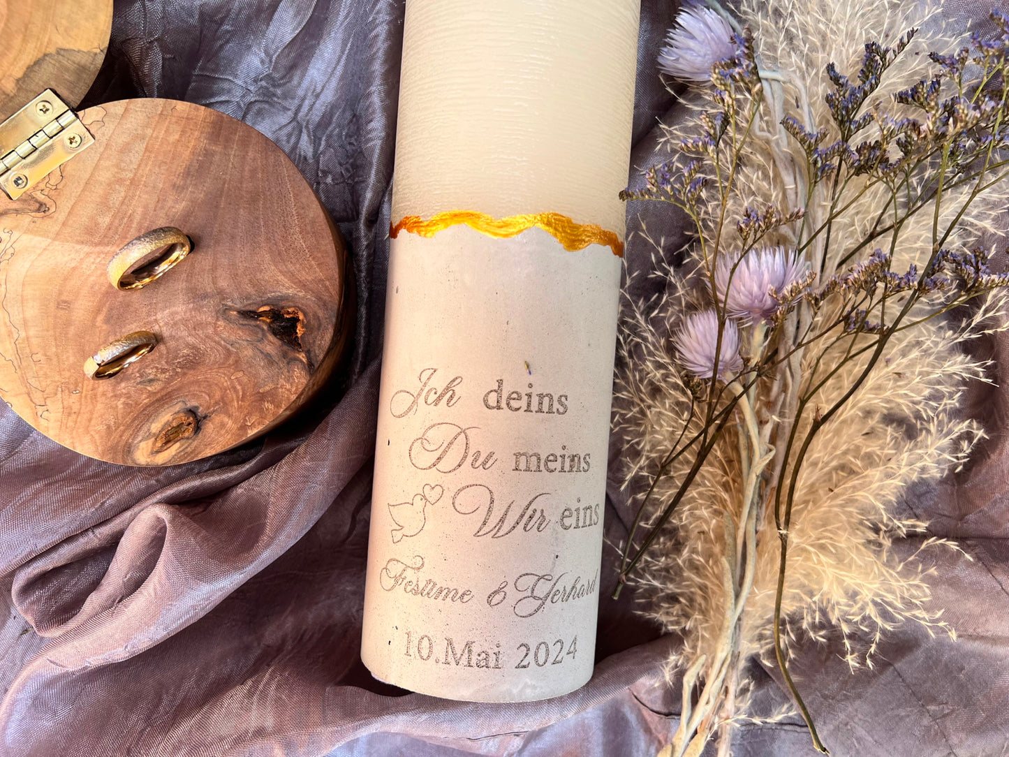 wedding candle with saying