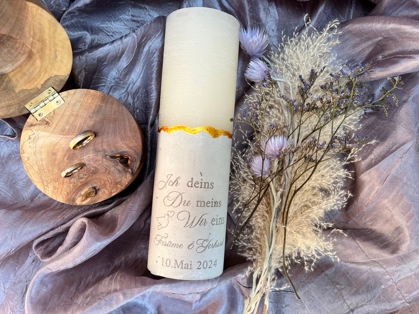 wedding candle with saying