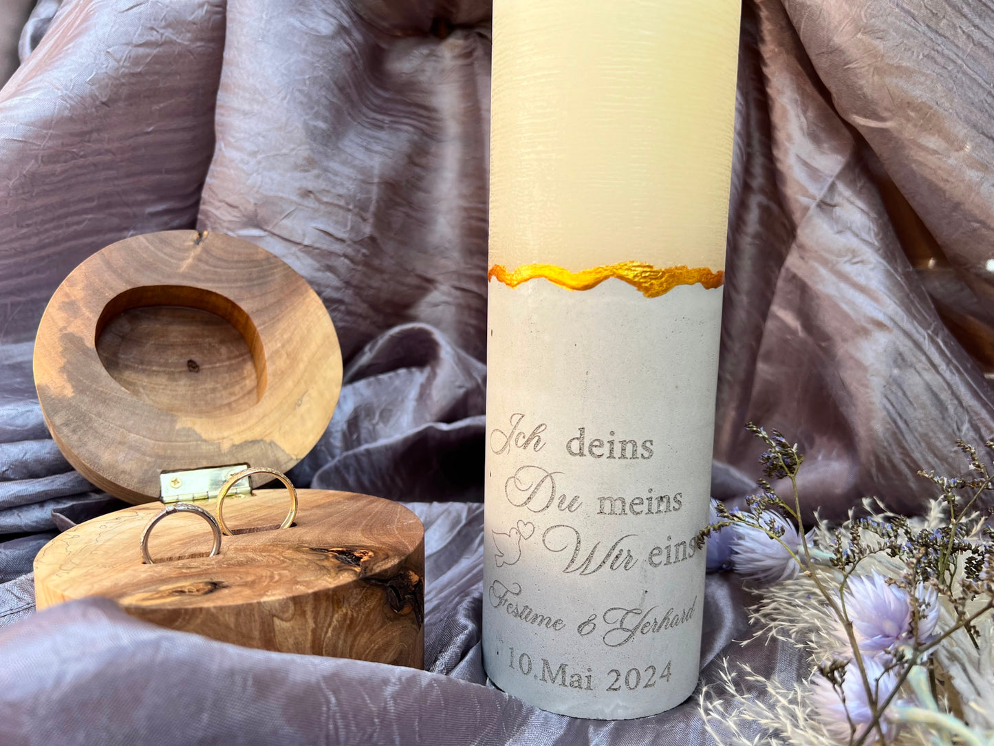 wedding candle with saying