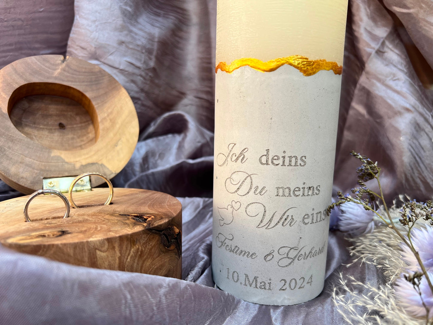 wedding candle with saying