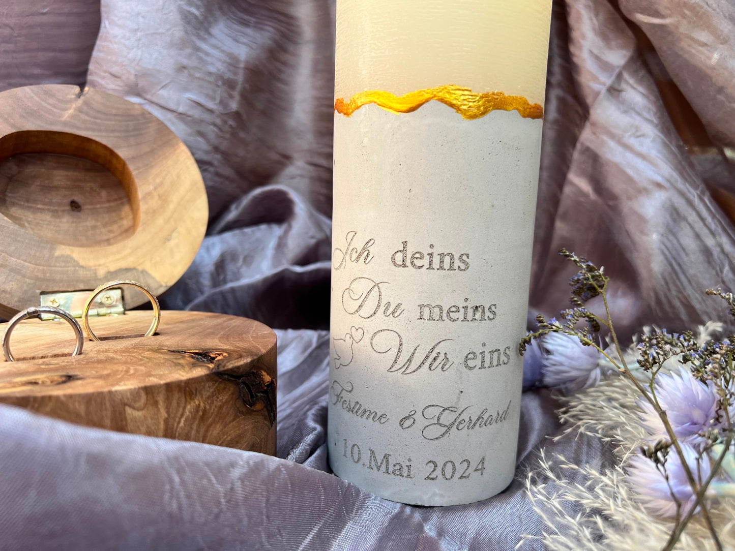 wedding candle with saying