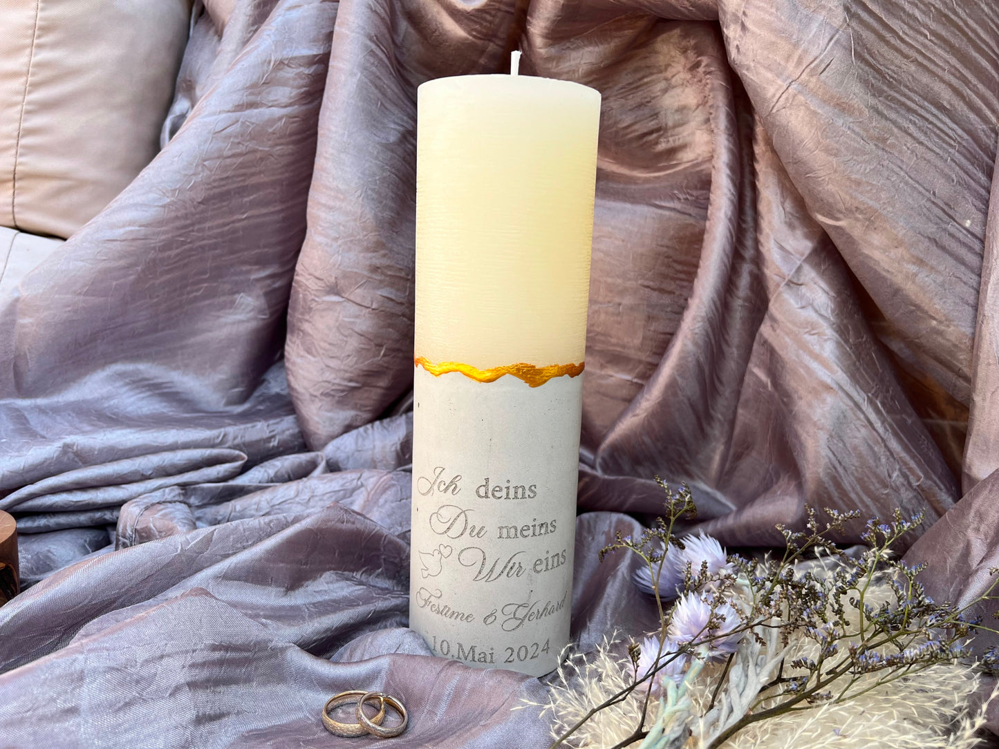 wedding candle with saying
