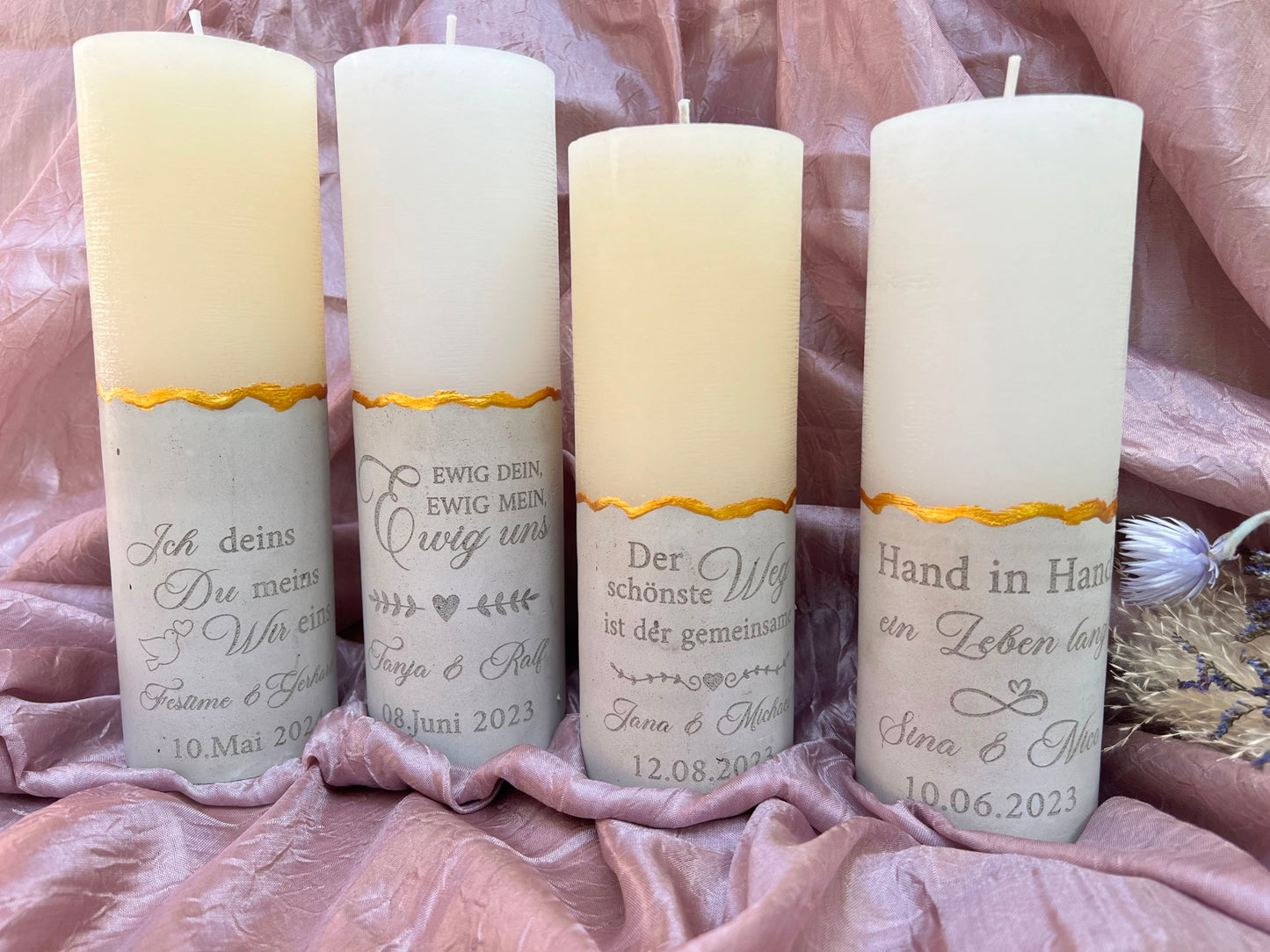 wedding candle with saying