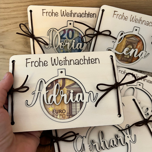 Personalisiertes Geldgeschenk Weihnachtskugel